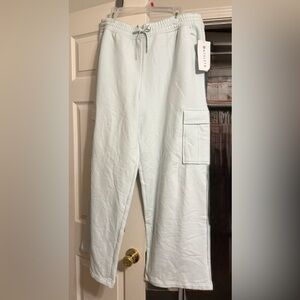 Athleta Easy Fleece Glacier Straight Leg Cargo Joggers